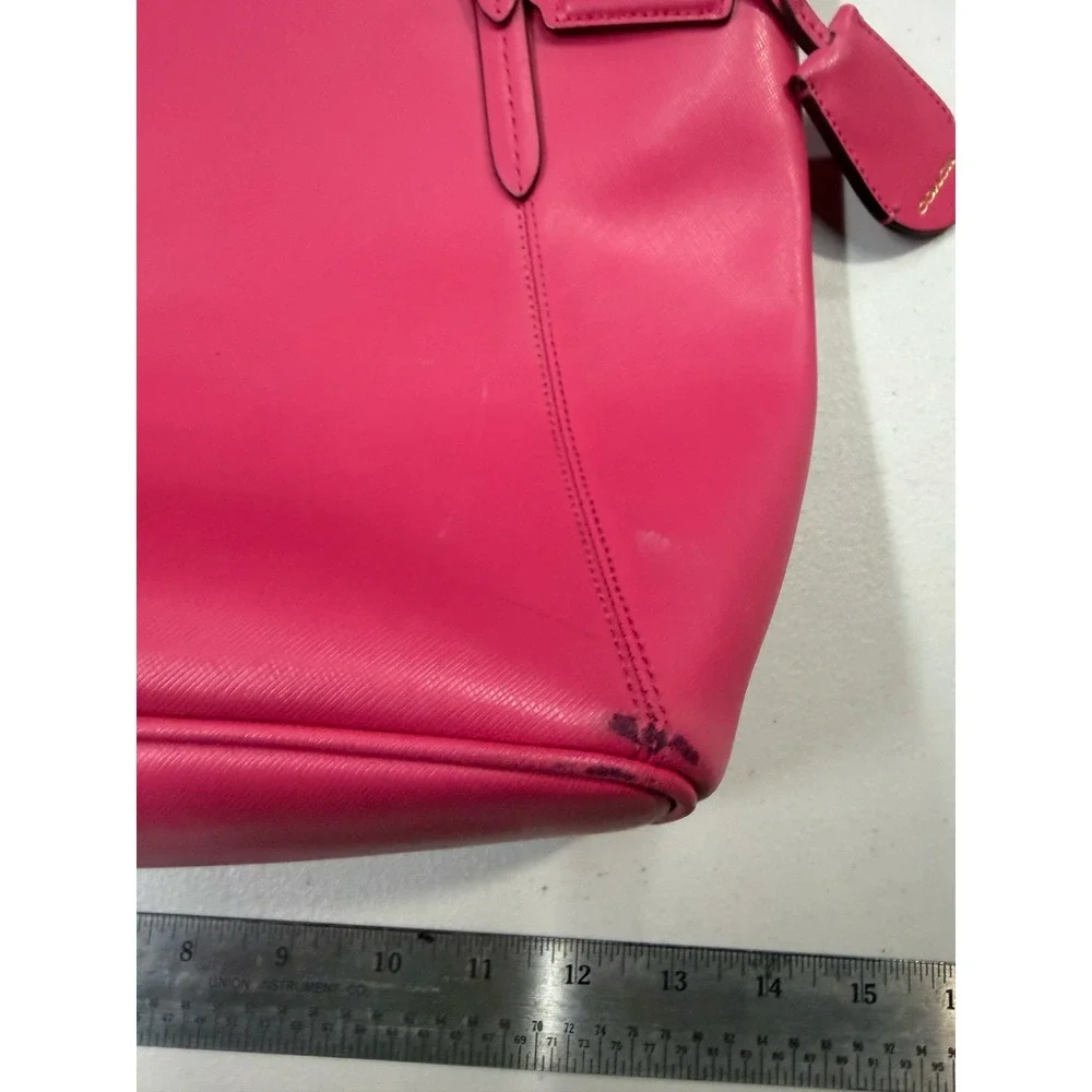 Coach Peyton Saffiano Leather Zip‎ Top Tote Pomegranate Pink F27349